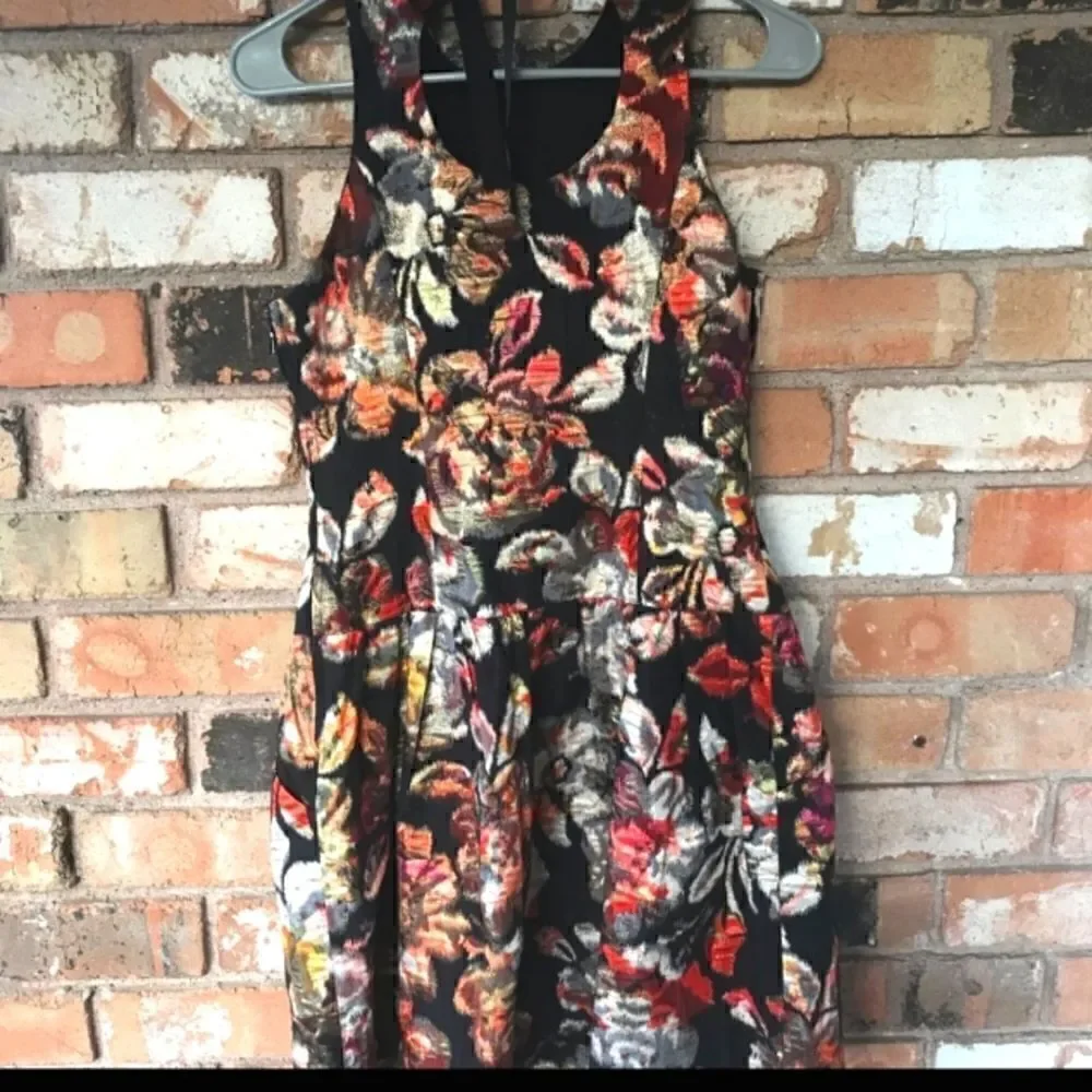 Anthropologie Leifsdottir Floral Metallic Brocade Midi Sleeveless Dress Sz 2